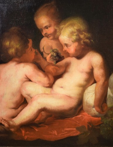 XVIIe siècle - Bacchanale de Putti - école Peter Paul Rubens XVIIe